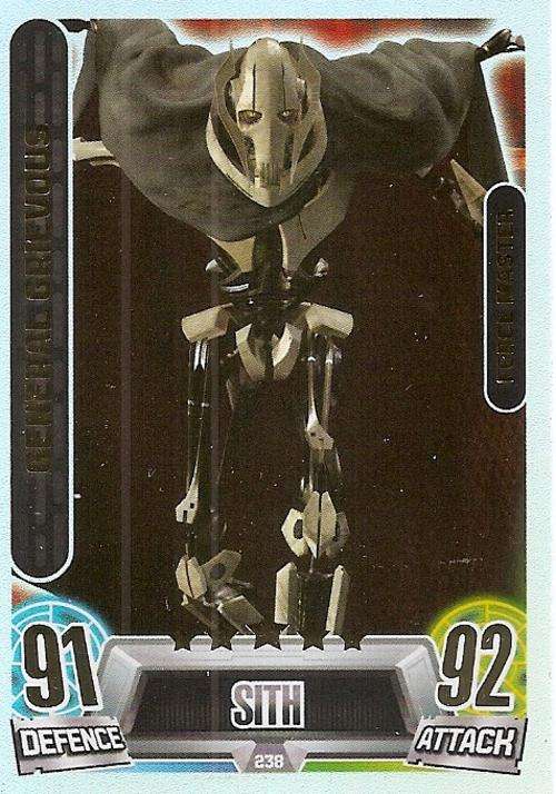 STAR WARS 2013 - FORCE ATTAX MOVIE SERIES 2 - GENERAL GRIEVOUS "FORCE MASTER" CARD 238