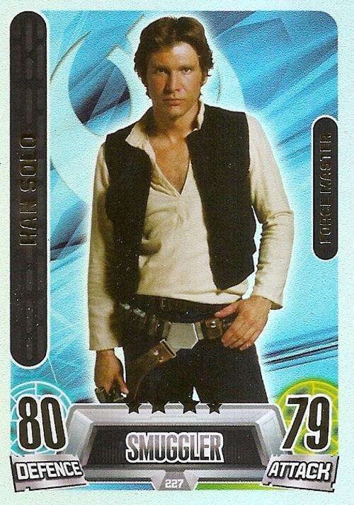 STAR WARS 2013 - FORCE ATTAX MOVIE SERIES 2 - HAN SOLO `FORCE MASTER` CARD 227