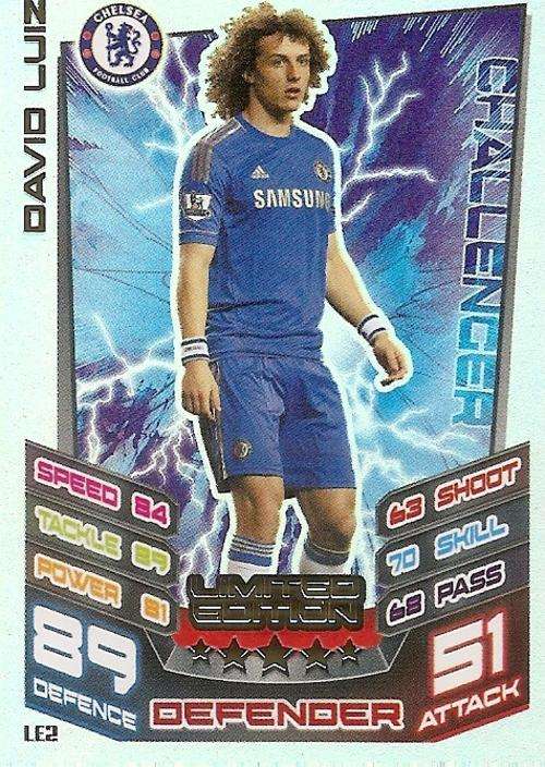 MATCH ATTAX `EXTRA` 2012/2013 - DAVID LUIZ `RARE`  `LIMITED EDITION` CARD LE2
