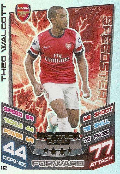MATCH ATTAX `EXTRA` 2013 - THEO WALCOTT `HAT TRICK HERO` CARD