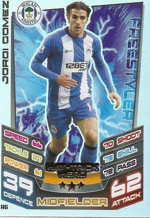 MATCH ATTAX `EXTRA` 2013 - JORDI GOMEZ `HAT TRICK HERO` CARD