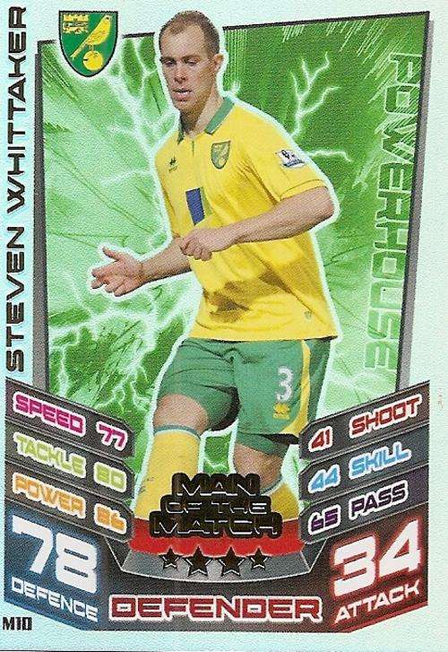 MATCH ATTAX `EXTRA` 2013 - STEVEN WHITTAKER `MAN of the MATCH` CARD