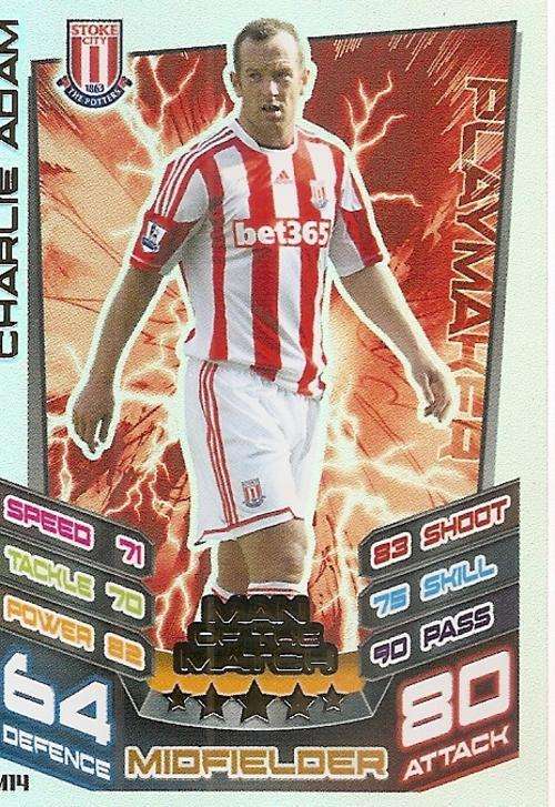 MATCH ATTAX `EXTRA` 2013 - CHARLIE ADAM `MAN of the MATCH` CARD