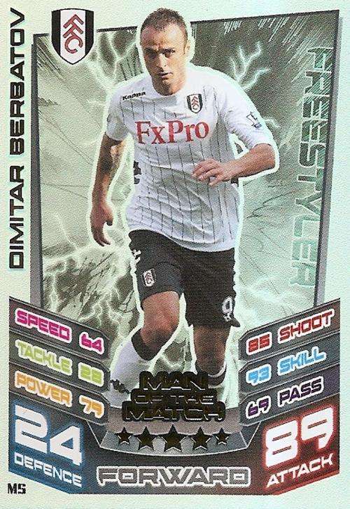 MATCH ATTAX `EXTRA` 2013 - DIMITAR BERBATOV `MAN of the MATCH` CARD