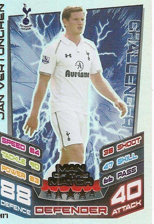MATCH ATTAX `EXTRA` 2013 - JAN VERTONCHEN `MAN of the MATCH` CARD