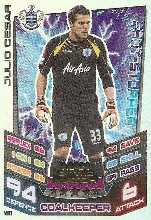 MATCH ATTAX `EXTRA` 2013 - JULIO CESAR  `MAN of the MATCH` CARD