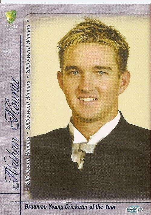AUSTRALIA `CRICKET` 2003/04 COLLECTION - NATHAN HAURITZ `PLAYER of the YEAR` CARD AW5