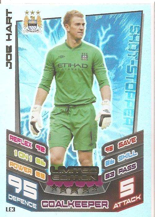 MATCH ATTAX `EXTRA` 2012/2013 - JOE HART `RARE`  `LIMITED EDITION` CARD LE3