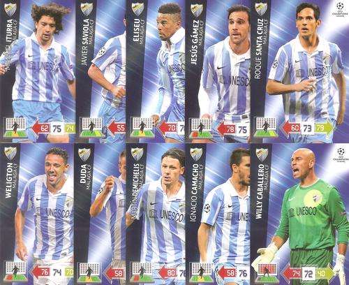 CHAMPIONS LEAGUE "UPDATES" 2013 - "MALAGA FC" SET of 10 BASE CARDS