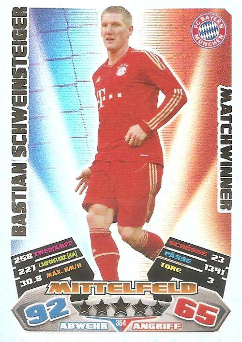 MATCH ATTAX 2012/13 "BUNDESLIGA" - BASTIAN SCHWEINSTEIGER "MATCHWINNER" CARD