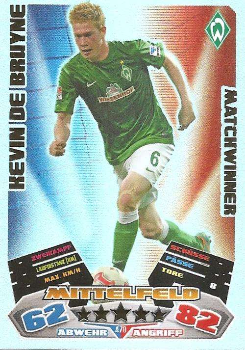 KEVIN DE BRUYNE - TOPPS `MATCH ATTAX BUNDESLIGA EXTRA` 2012/13  - RARE `MATCHWINNER` CARD