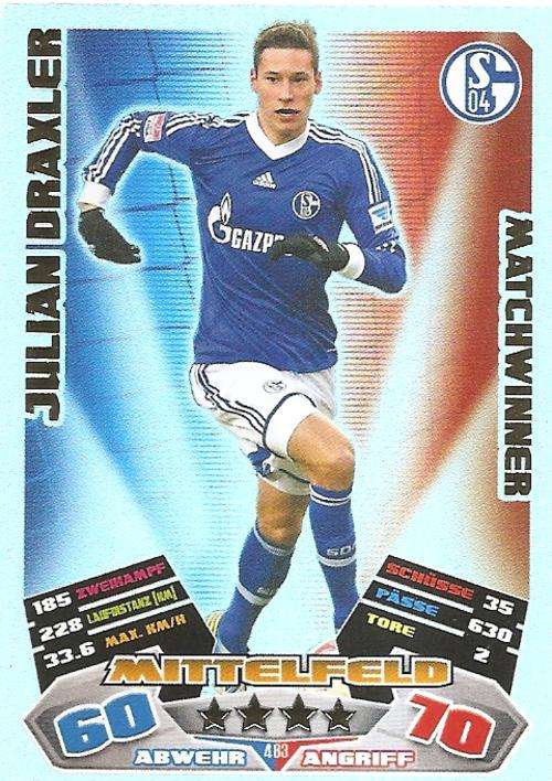 MATCH ATTAX "EXTRA" 2013 "BUNDESLIGA" - JULIAN DRAXLER "MATCHWINNER" CARD