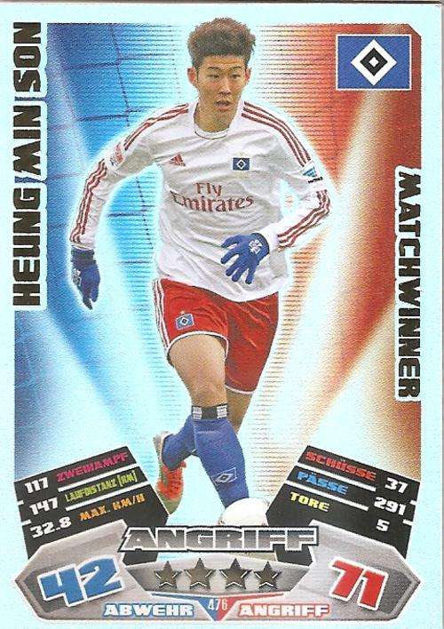 HEUNG MIN SON - TOPPS `MATCH ATTAX BUNDESLIGA EXTRA` 2012/13 - RARE `MATCHWINNER` TRADING CARD