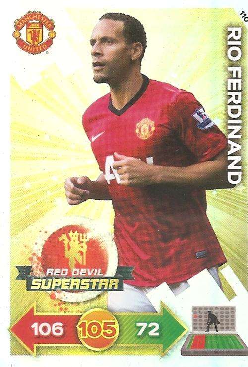 RIO FERDINAND - PANINI `MANCHESTER UNITED ADRENALYN XL 2013` - FOIL `SUPERSTAR` ULTIMATE CARD 110