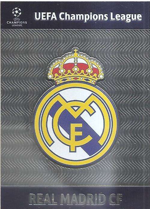CHAMPIONS LEAGUE `UPDATES` 2013 - REAL MADRID `RARE` `CLUB BADGE` FOIL TRADING CARD