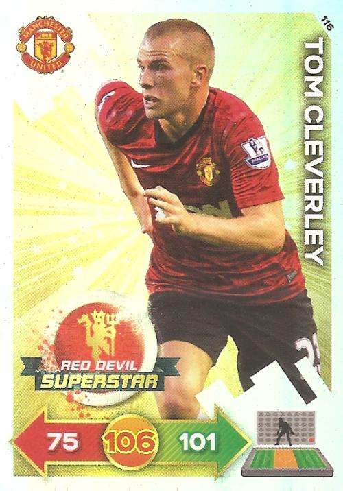 TOM CLEVERLEY - PANINI `MANCHESTER UNITED ADRENALYN XL 2013` - FOIL `SUPERSTAR` ULTIMATE CARD 116