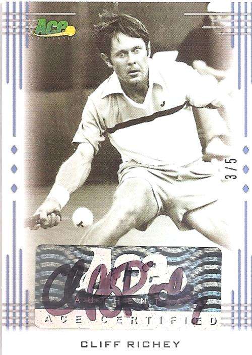 CLIFF RICHEY- LEAF ACE AUTHENTIC TENNIS 2013 - ULTRA RARE  "CERTIFIED AUTOGRAPH" CARD 3 of 5