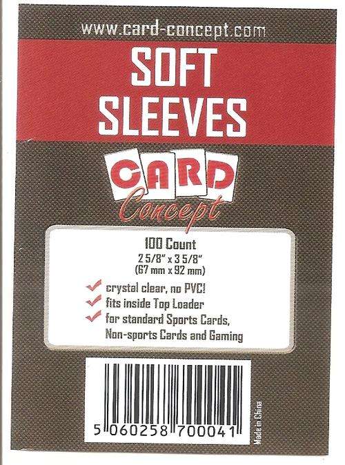 COLLECTOR'S "TRADING CARD" SLEEVES - PACK of 100 SOFT SLEEVES - 67mm * 92mm
