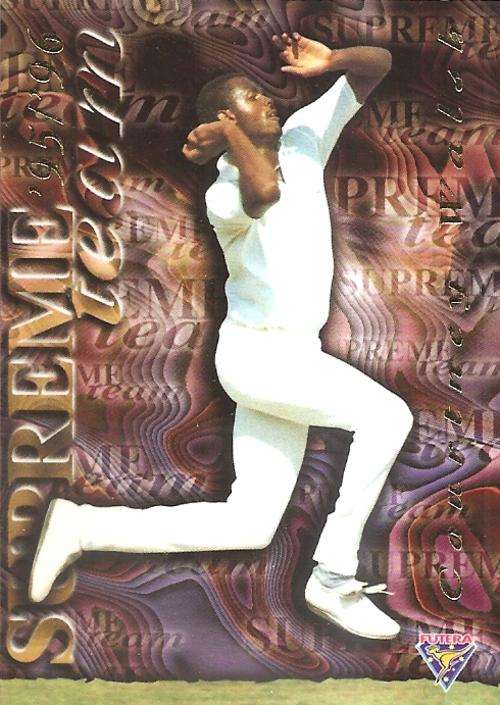 COURTNEY WALSH - 96 FUTERA CRICKET - "SUPREME TEAM" INSERT CARD ST10 3149 of 7000