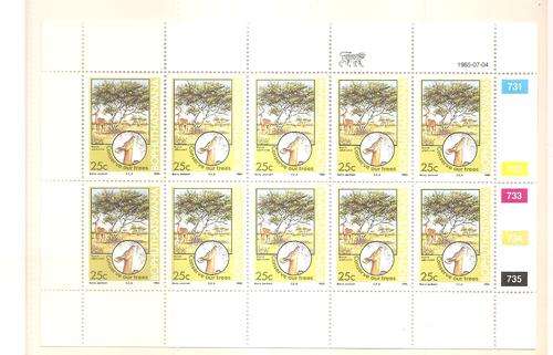 BOPHUTHATSWANA 1985 - SACC 145 - "TREE CONSERVATION" 25c FULL SHEET of 10 STAMPS (UM)