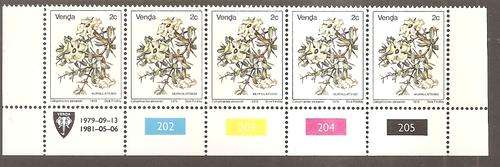 VENDA 1979 - SACC 6a - DEF. CONTROL STIP of 5 STAMPS (UM)