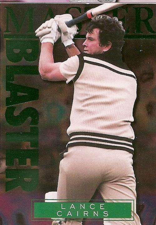 LANCE CAIRNS - 96 NZ "HIGH VELOCITY CRICKET - "GREEN FOIL" INSERT CARD 2 of 11