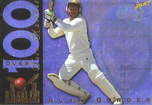 ALAN BORDER - 98 SELECT "HOBBY" CRICKET - "RECORD BREAKERS" SILVER PARALLEL INSERT CARD RB1