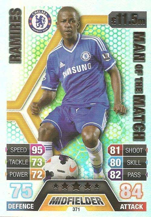 RAMIRES - TOPPS `MATCH ATTAX` 2013/14 UK ONLY - FOIL `MAN of the MATCH` TRADING CARD 371