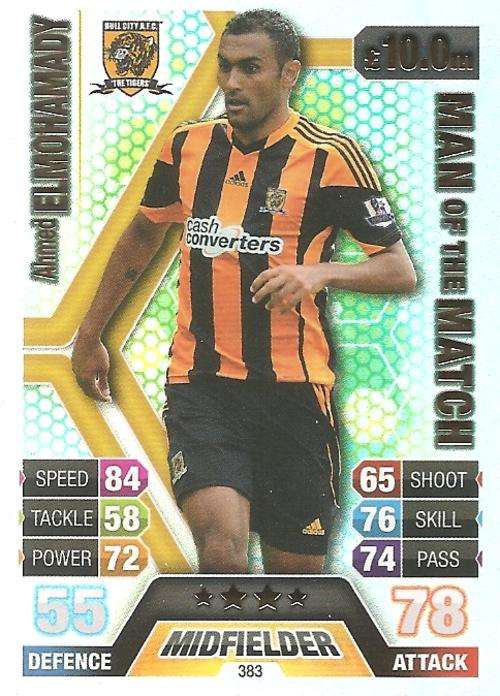 AHMED ELMOHAMADY - TOPPS `MATCH ATTAX` 2013/14 UK ONLY -  FOIL `MAN of the MATCH` TRADING CARD 383