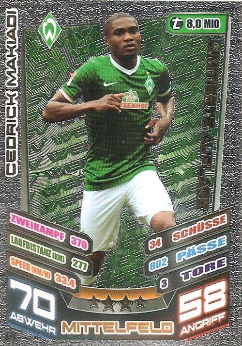 MATCH ATTAX "BUNDESLIGA" 2014 - CEDRICK MAKIADI "LIMITED EDITION" CARD L4