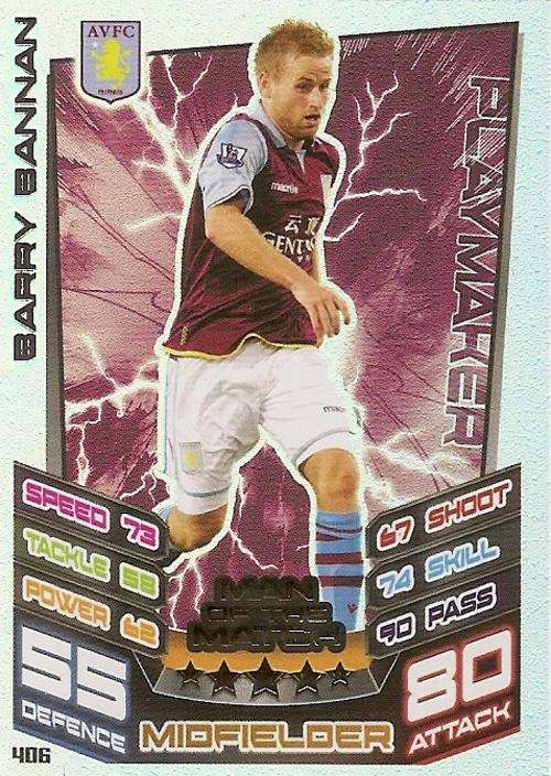MATCH ATTAX 2012/2013 - BARRY BANNAN `MAN of the MATCH` CARD