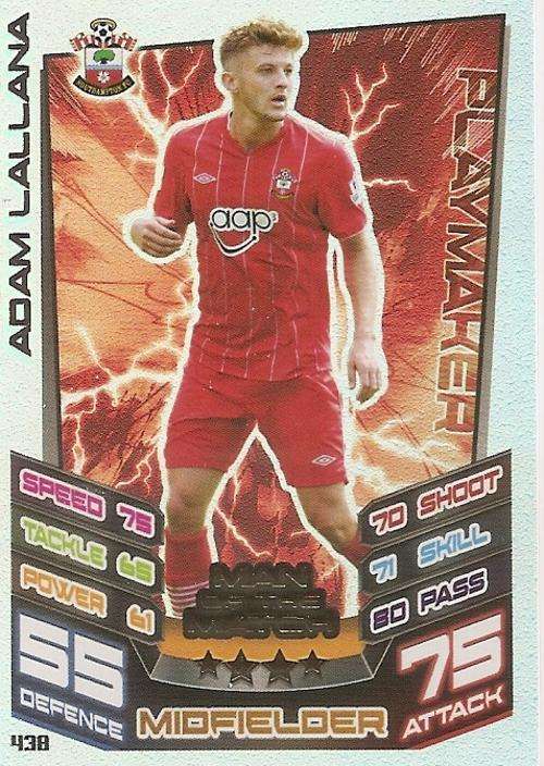 MATCH ATTAX 2012/2013 - ADAM LALLANA `MAN of the MATCH` CARD