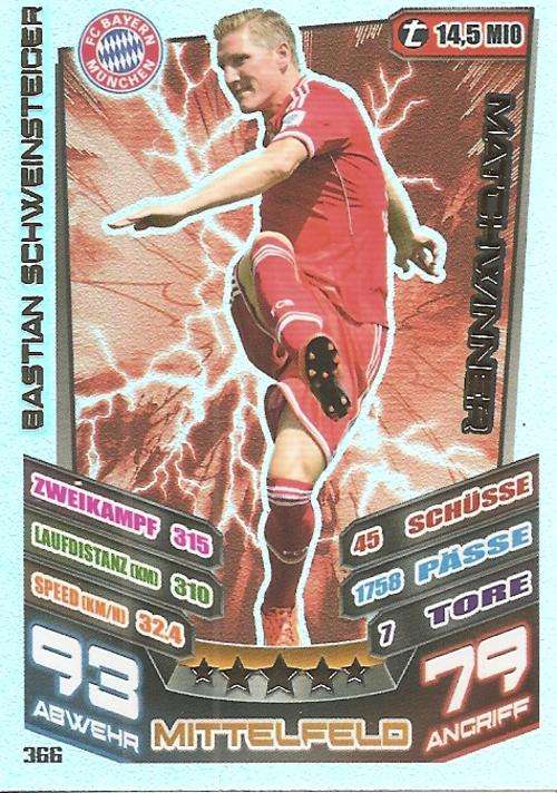MATCH ATTAX "BUNDESLIGA" 2014 - BASTIAN SCHWEINSTEIGER "MATCHWINNER" CARD