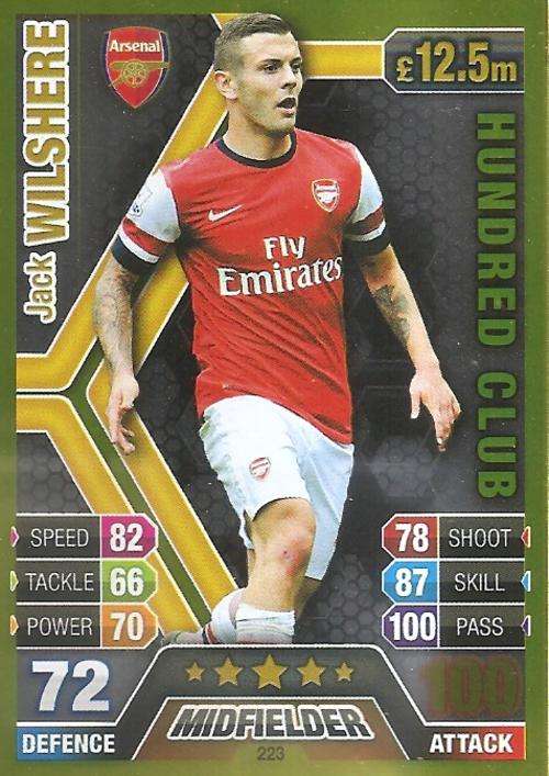 MATCH ATTAX 2013/14 - JACK WILSHERE `CLUB 100` CARD - SA EDITION
