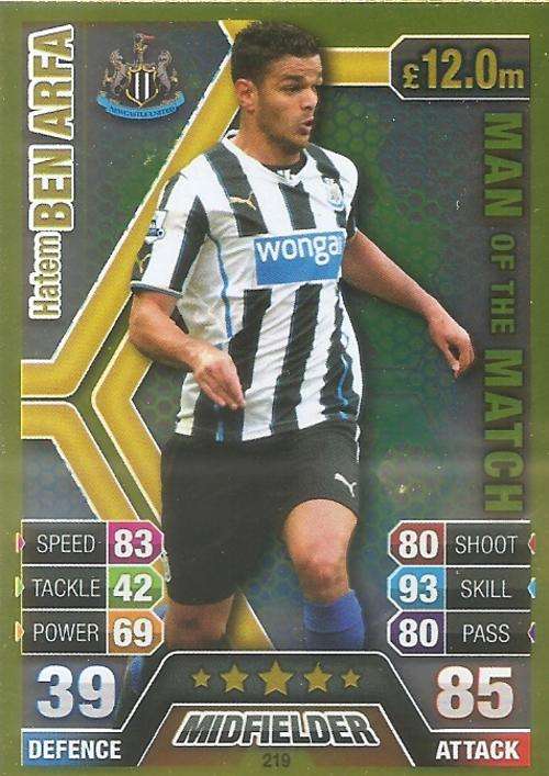 MATCH ATTAX 2013/14 - HATEM BEN ARFA `MAN of the MATCH` CARD 219 - SA EDITION