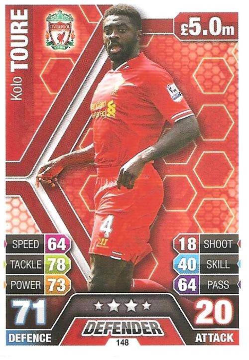 TOPPS `MATCH ATTAX` 2013/2014 - KOLO TOURE `ERROR` CARD - UK EDITION