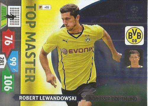 ROBERT LEWANDOWSKI - PANINI CHAMPIONS LEAGUE  2013/2014 - RARE `TOP MASTER` TRADING CARD