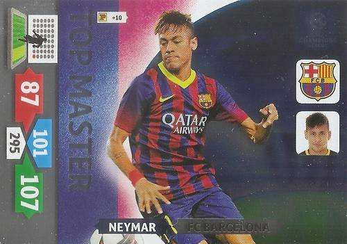 NEYMAR Jr - PANINI `CHAMPIONS LEAGUE  2013/14` - `TOP MASTER` TRADING CARD