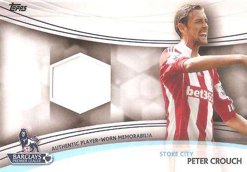 PETER CROUCH - TOPPS `PREMIER GOLD` 2013/14 - AUTHENTIC `WORN MEMORABILIA` CARD JR-PC