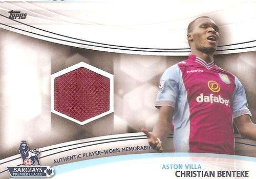 CHRISTIAN BENTEKE - TOPPS `PREMIER GOLD` 2013/14 - AUTHENTIC `WORN MEMORABILIA` CARD JR-CB