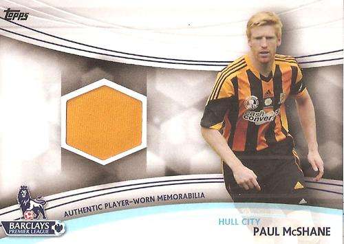 PAUL McSHANE - TOPPS `PREMIER GOLD` 2013/14 - AUTHENTIC `WORN MEMORABILIA` CARD JR-PM