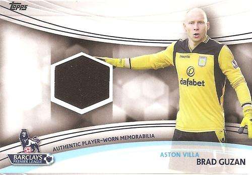 BRAD GUZAN - TOPPS `PREMIER GOLD` 2013/14 - AUTHENTIC `WORN MEMORABILIA` CARD JR-BG