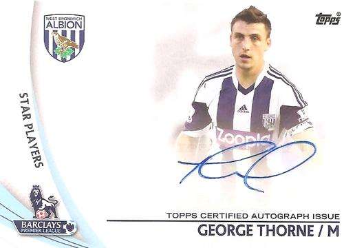 GEORGE THORNE - TOPPS `PREMIER GOLD` 2013/14 - AUTHENTIC `CERTIFIED AUTOGRAPH` CARD SP-GT