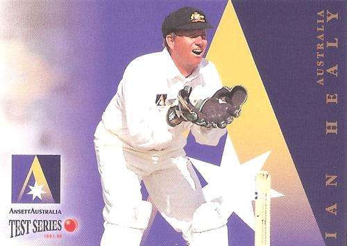 IAN HEALY - 1997 FUTERA CRICKET "ANSETT SERIES"  - INSERT TRADING CARD AA4