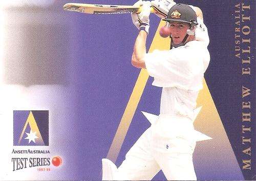 MATTHEW ELLIOTT - 1997 FUTERA CRICKET "ANSETT SERIES"  - INSERT TRADING CARD AA6