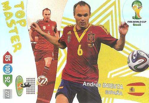 ANDRES INIESTA - PANINI `FIFA WORLD CUP 2014 ` COLLECTION -  `TOP MASTER` RARE FOIL TRADING CARD