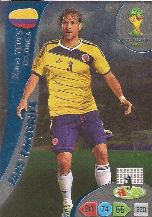 WORLD CUP 2014 ADRENALYN XL - MARIO YEPES "FANS FAVOURITE" CARD