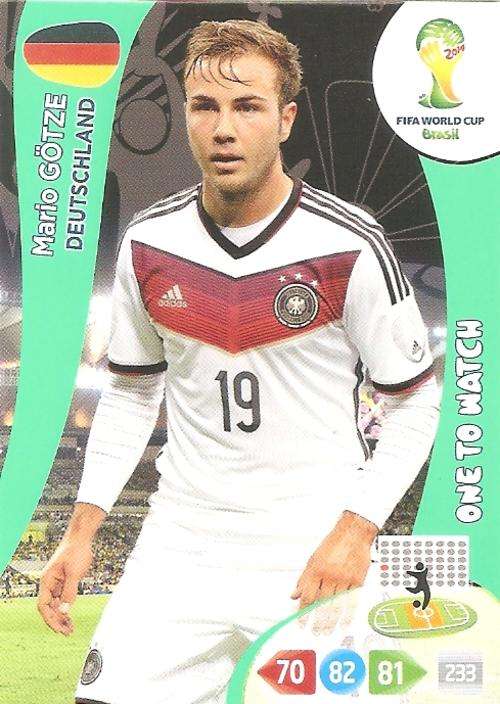 WORLD CUP 2014 ADRENALYN XL - MARIO GOTZE  "ONE TO WATCH" CARD