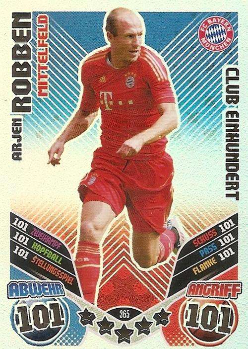 MATCH ATTAX "BUNDESLIGA" 2012 - ARJEN ROBBEN "CLUB 101"  CARD