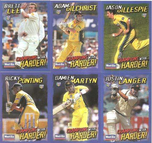 AUSTRALIA `CHAMPIONS WORK HARDER` 03 - WEET-BIX SERIES - COMPLETE 6 CARD SET